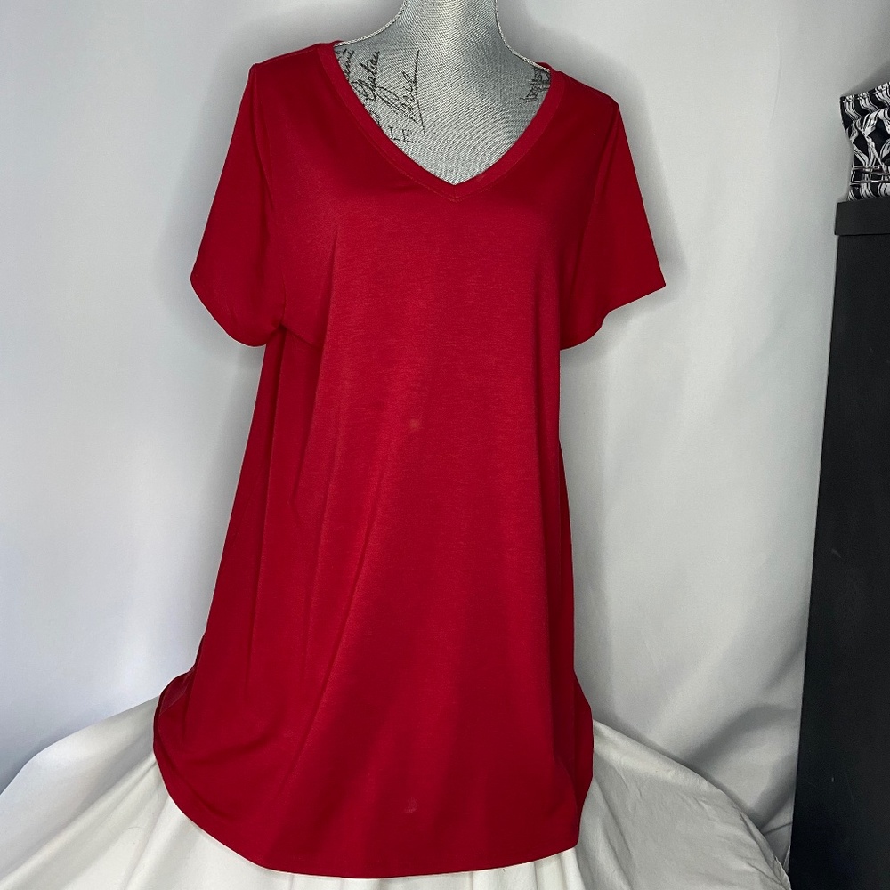LuLaRoe Red V-Neck Tunic Top